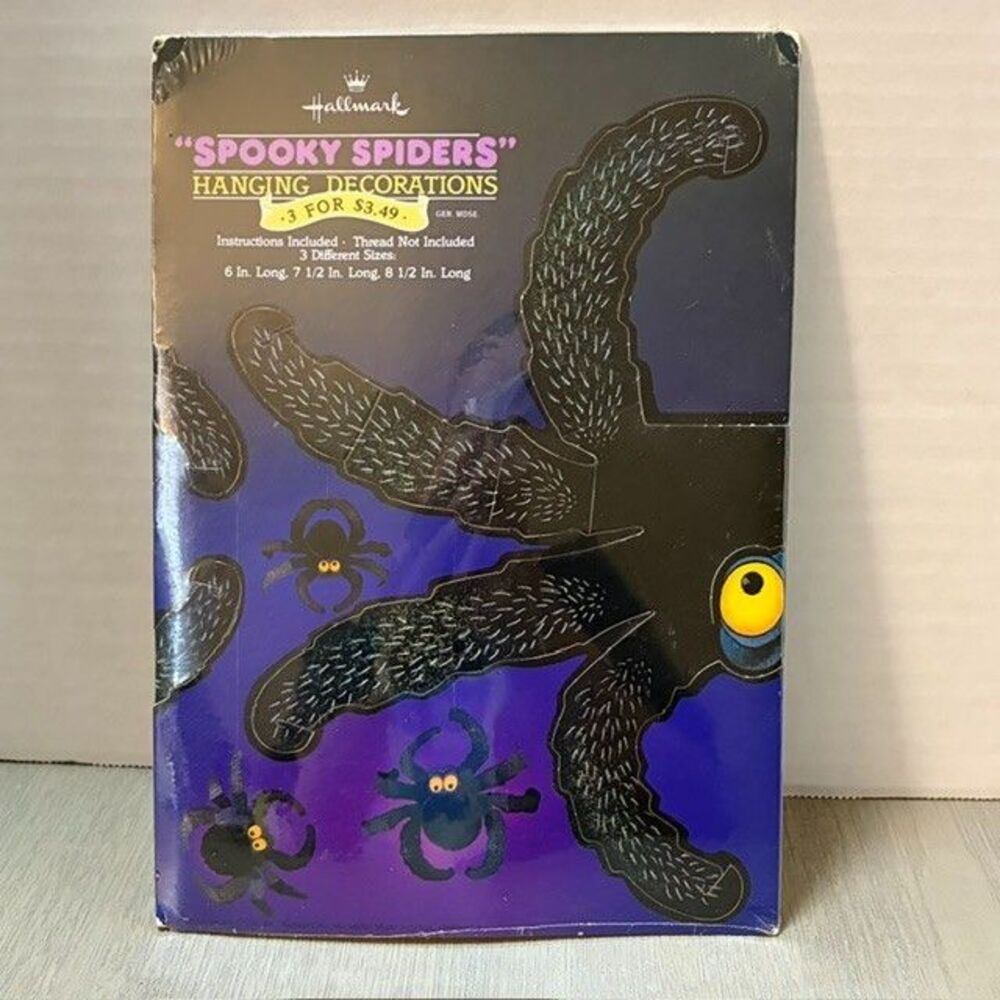 Vtg 1982 Halloween Hallmark Hanging Spooky Spiders Decoration Die Cut New Sealed